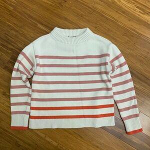 Ann Taylor‎ Striped Sweater Womens Size Small Mock Neck Pullover Knit Top Ivory